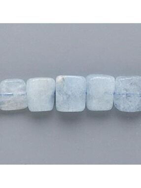 Full Strand Blue Aquamarine Hand Cut Gemstone Beads Irregular Flat Rectangle